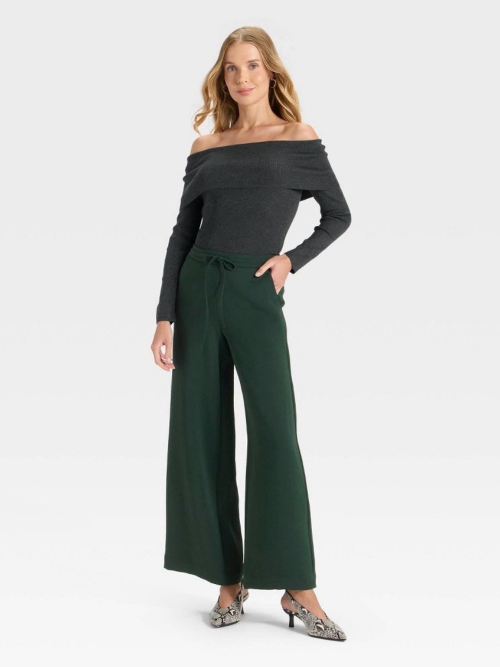 Women's Wide Leg Signature Crepe Pull-On Pants - A New Day XS